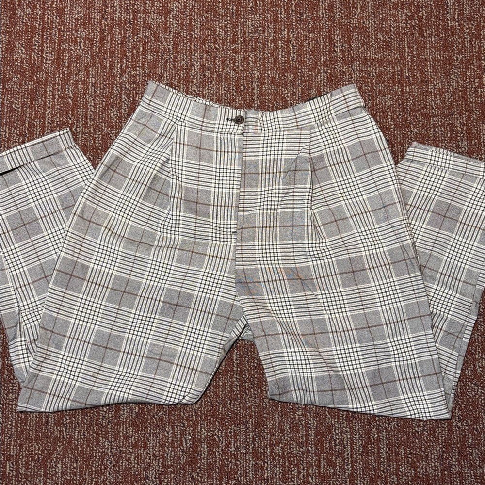 Women’s 6 cropped golf trouser cuffed ankle elastic waist plaid punk wide leg